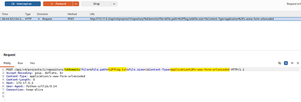 Burp Suite proxy intercepting requests