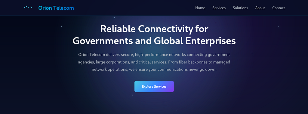 landing page of orion telecom comapny